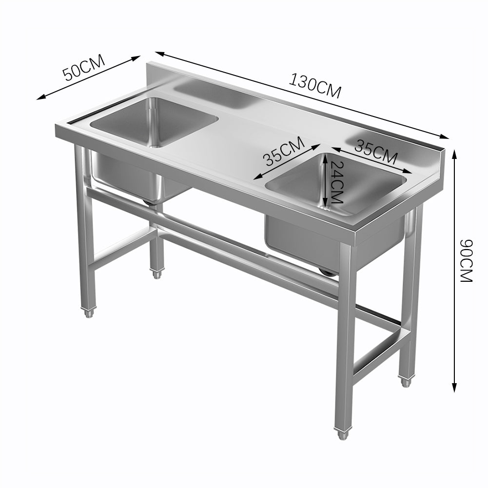 4ft Stainless Steel Kitchen Commercial 3-compartment Sink with Drainboard
