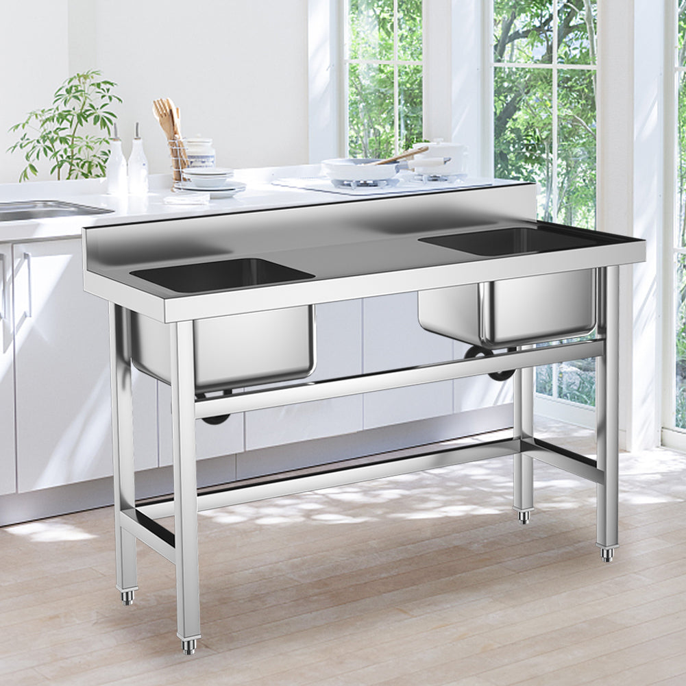 4ft Stainless Steel Kitchen Commercial 3-compartment Sink with Drainboard