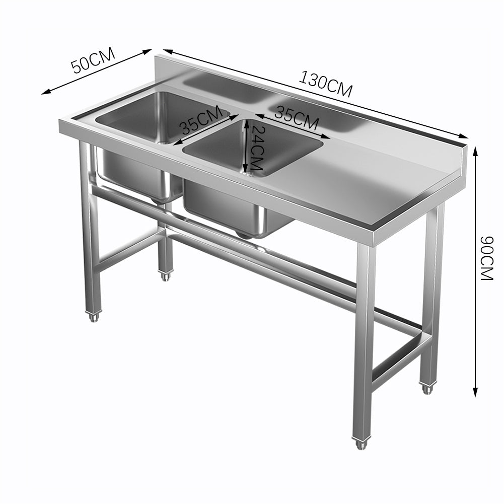 4ft Stainless Steel Kitchen Commercial 3-compartment Sink with Drainboard