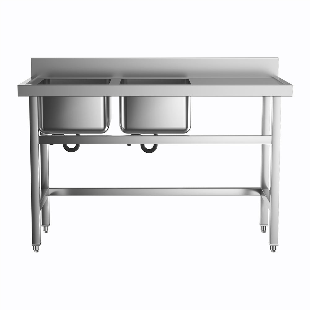 4ft Stainless Steel Kitchen Commercial 3-compartment Sink with Drainboard