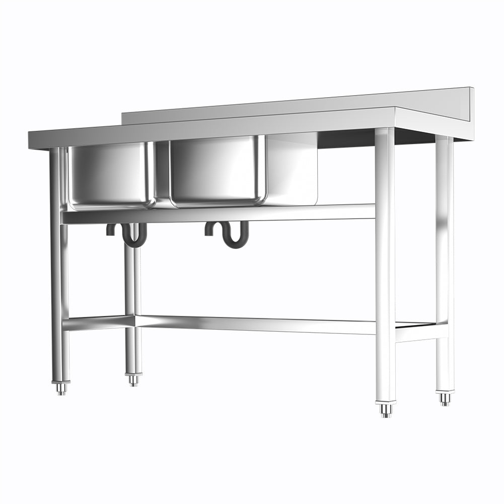 4ft Stainless Steel Kitchen Commercial 3-compartment Sink with Drainboard