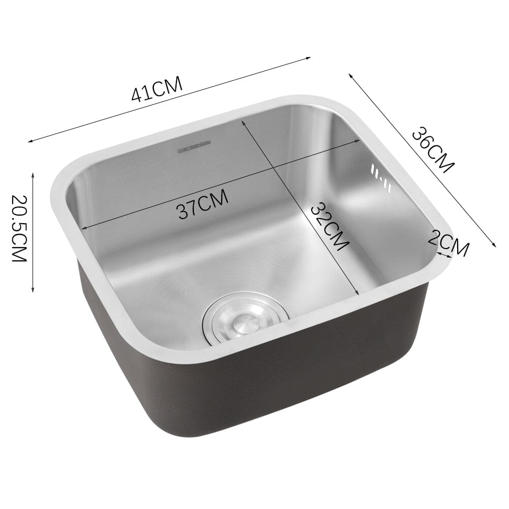 Inset Single Bowl Sink Stainless Steel Kitchen Deep Sinks Large Capacity