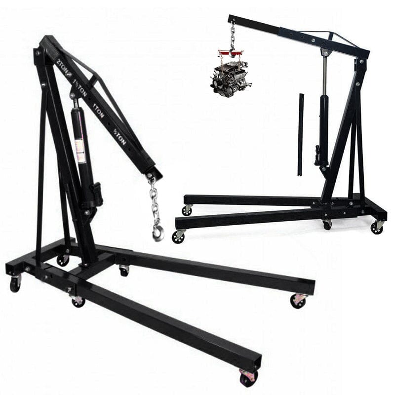 Portable Hydraulic Engine Crane 2 Ton 4400lb Folding Hoist with Hooks