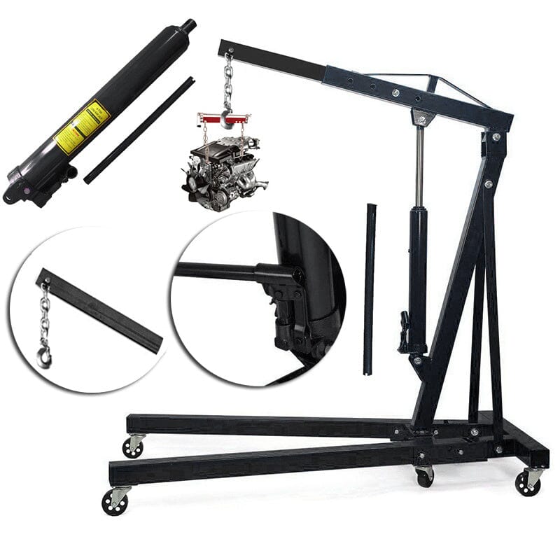 Portable Hydraulic Engine Crane 2 Ton 4400lb Folding Hoist with Hooks