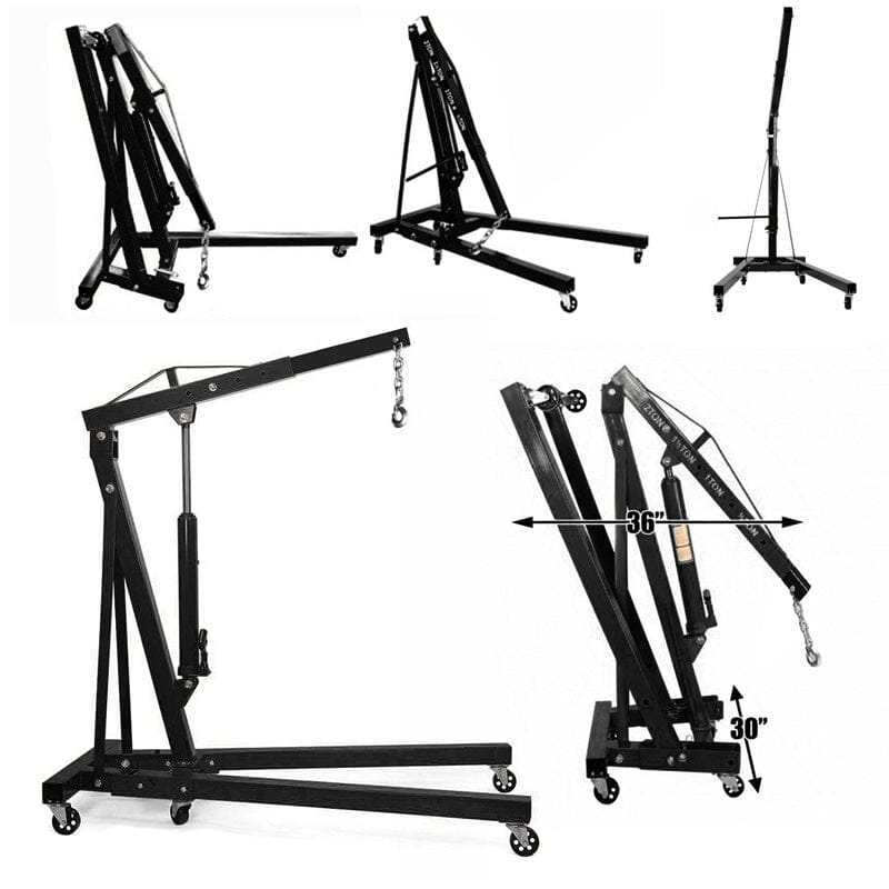 Portable Hydraulic Engine Crane 2 Ton 4400lb Folding Hoist with Hooks
