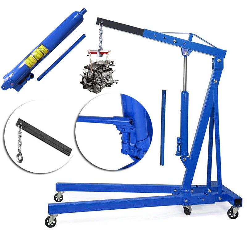 Portable Hydraulic Engine Crane 2 Ton 4400lb Folding Hoist with Hooks