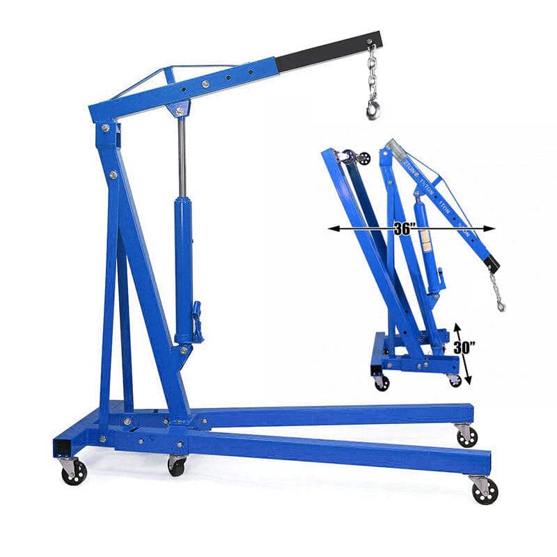 Portable Hydraulic Engine Crane 2 Ton 4400lb Folding Hoist with Hooks