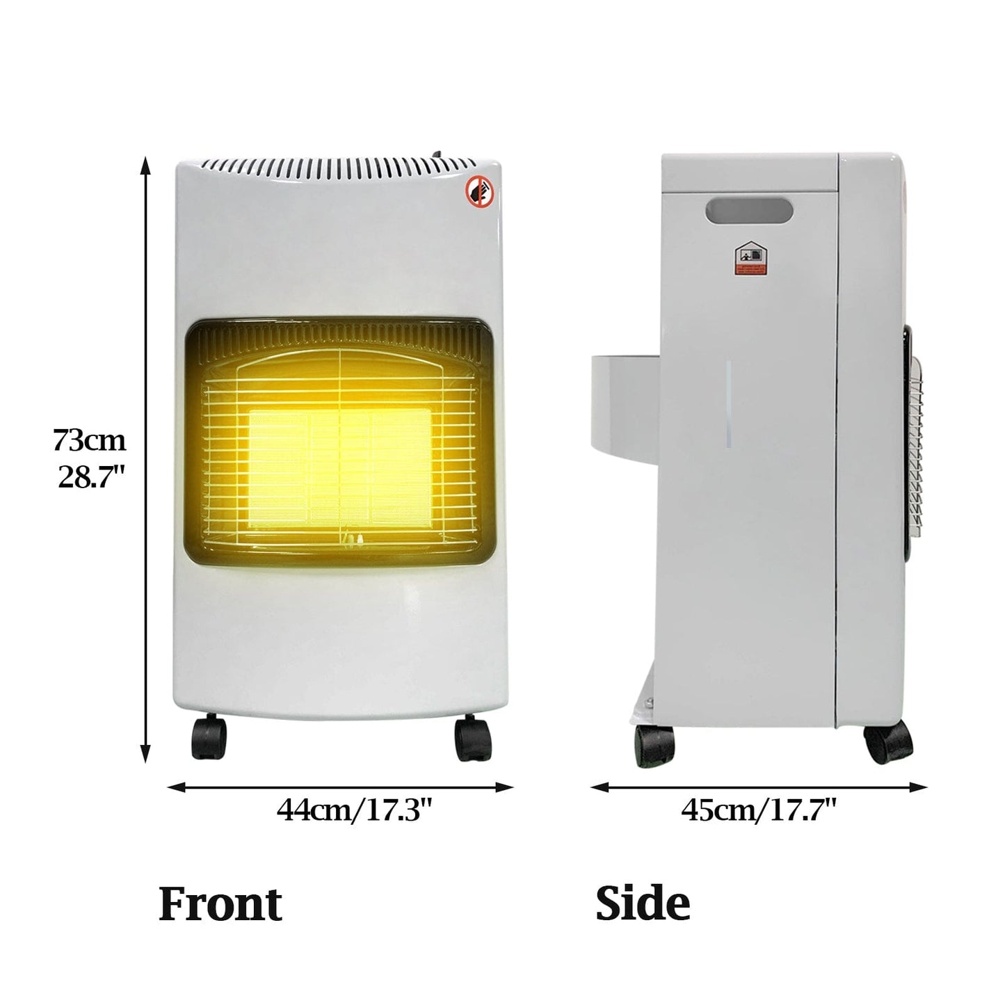 Black 4.2KW Portable Heater Free Standing Heating Cabinet Butane Gas Heater