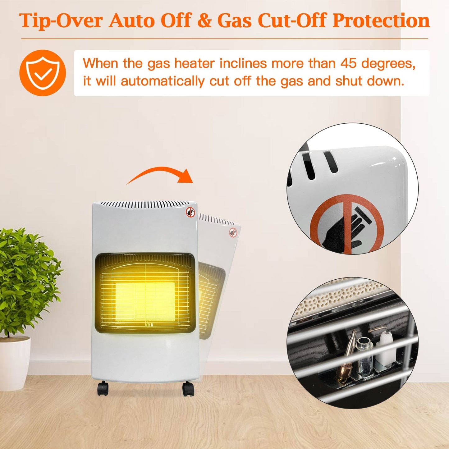 Black 4.2KW Portable Heater Free Standing Heating Cabinet Butane Gas Heater