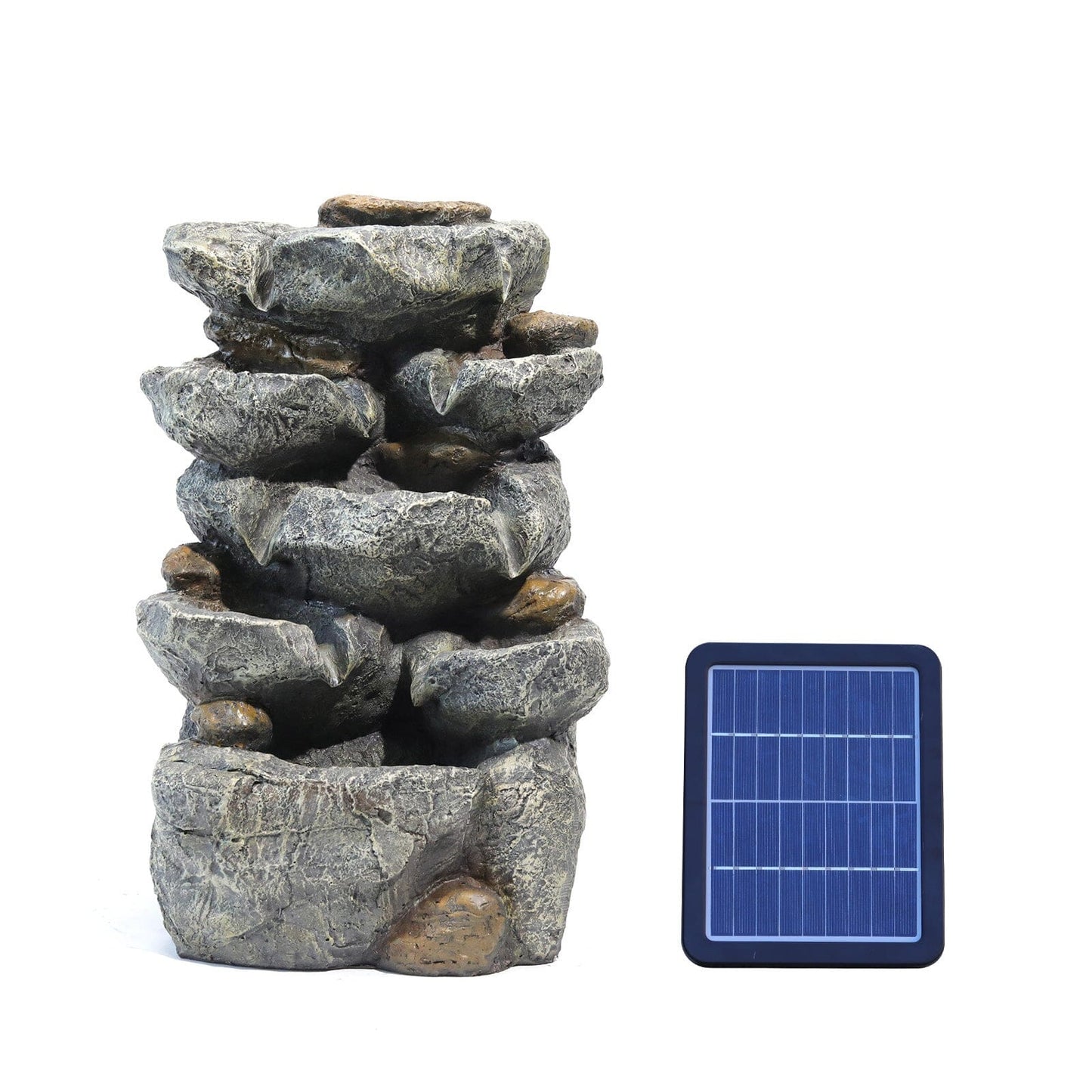 49cm Height Solar Power Garden Water Feature Cascading LED Rockfall
