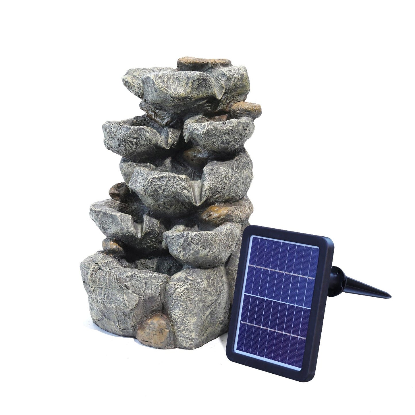 49cm Height Solar Power Garden Water Feature Cascading LED Rockfall