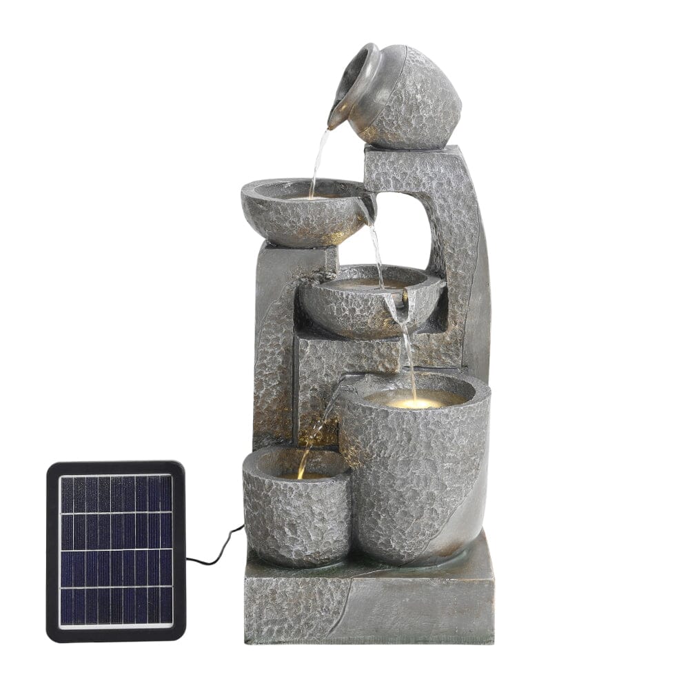 Solar 5-Tier Cascade Water Fountain for Outdoors