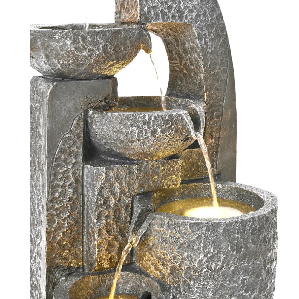 Solar 5-Tier Cascade Water Fountain for Outdoors