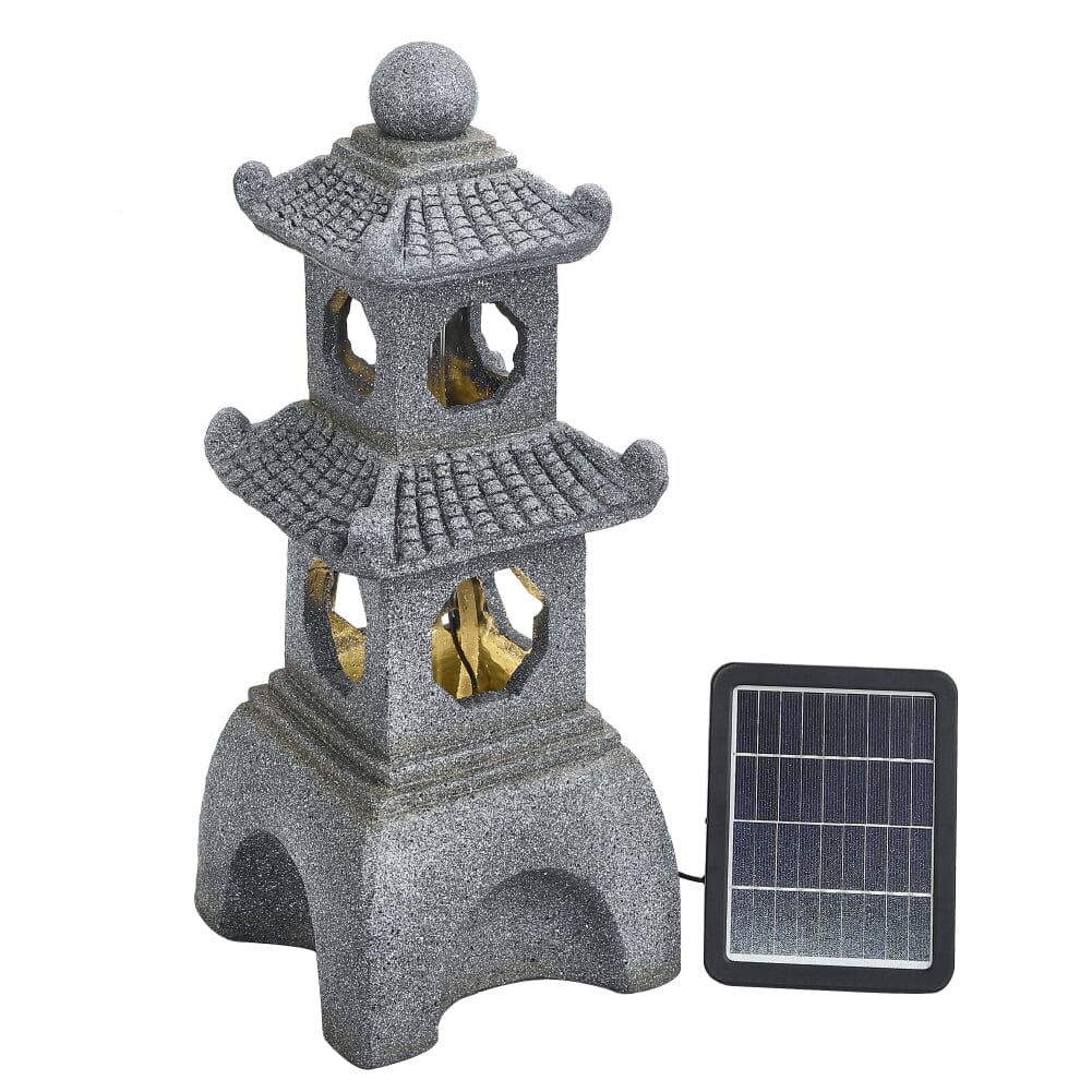Pagoda Solar Garden Fountain with LED Lights