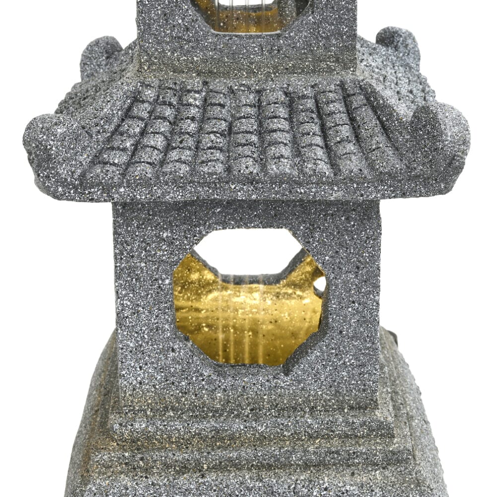 Pagoda Solar Garden Fountain with LED Lights