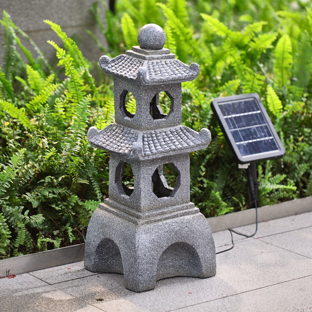 Pagoda Solar Garden Fountain with LED Lights