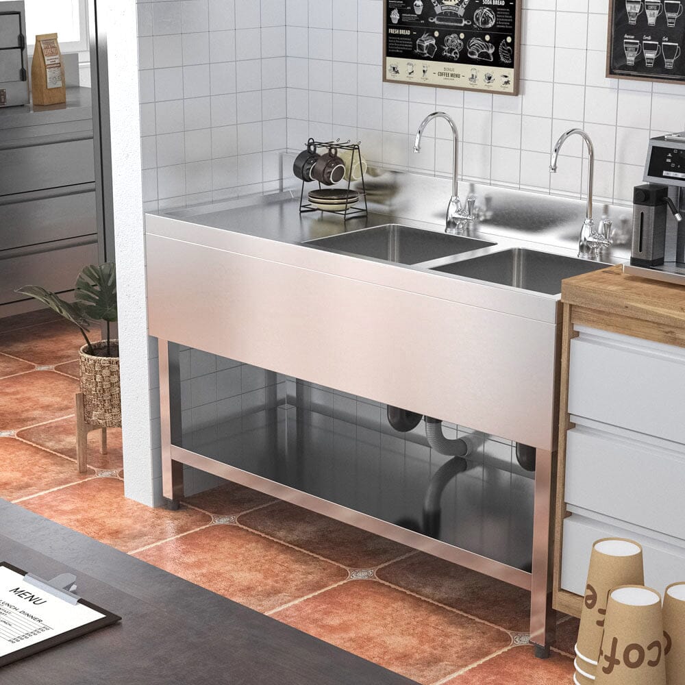 Premium Double Star Stainless Steel Washbasin with Shelf and Front Apron