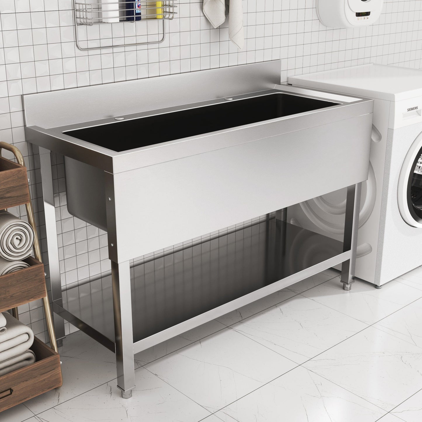Premium Stainless Steel Deep Sink with Front Surround and Shelf
