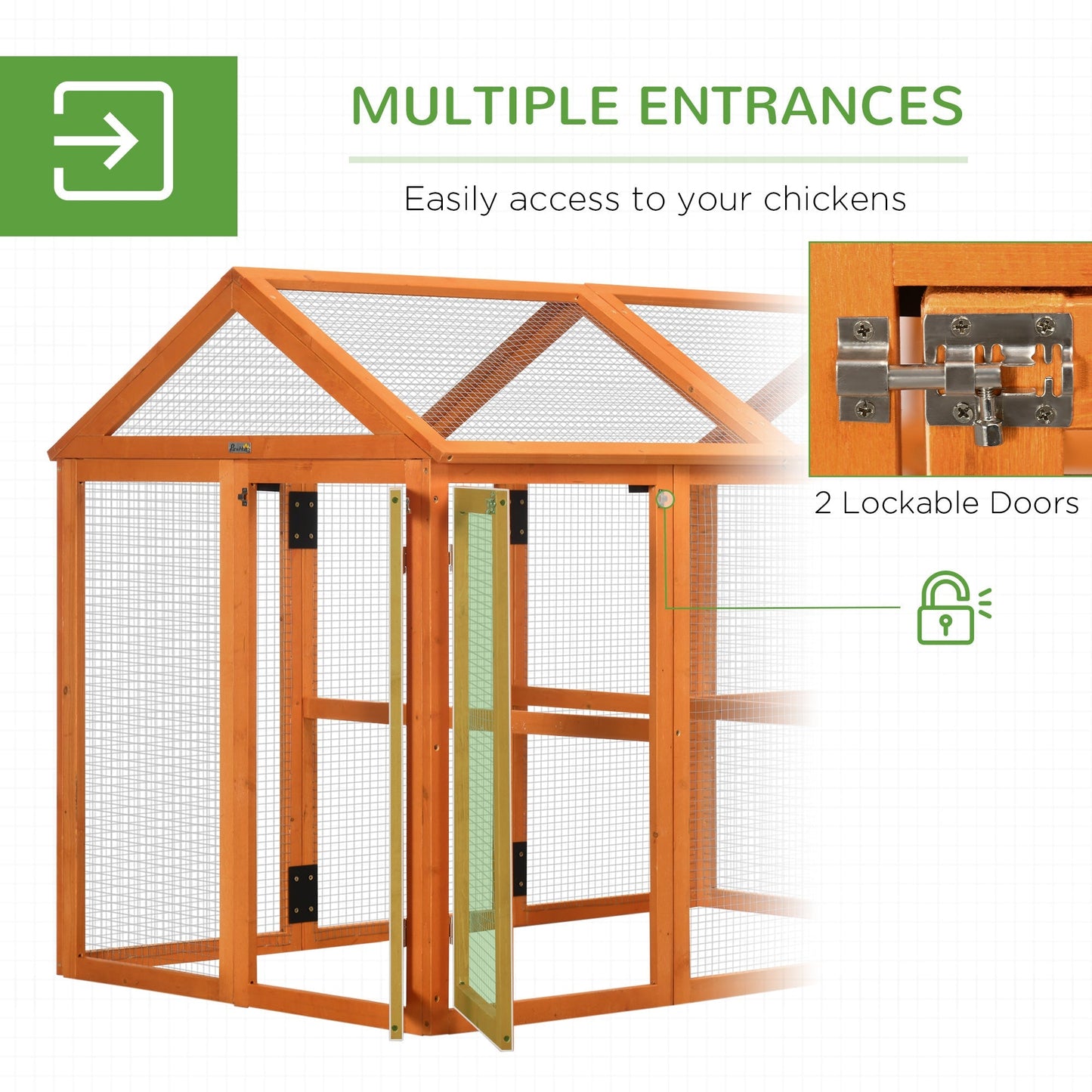 PawHut Large Chicken Run, Wooden Chicken coop, with Combinable Design - Wood Effect