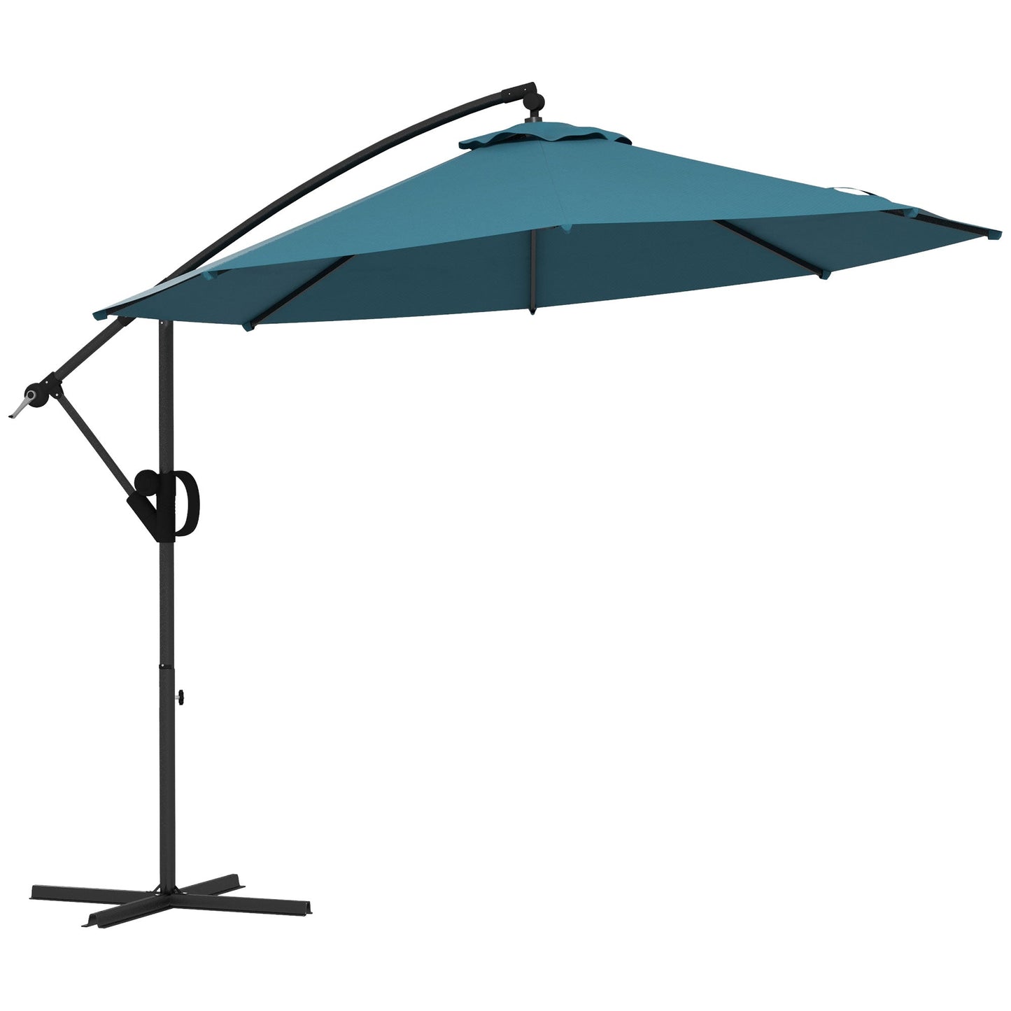 Parasol Outsunny 3m Offset Cantilever z podstawą krzyżową - niebieski