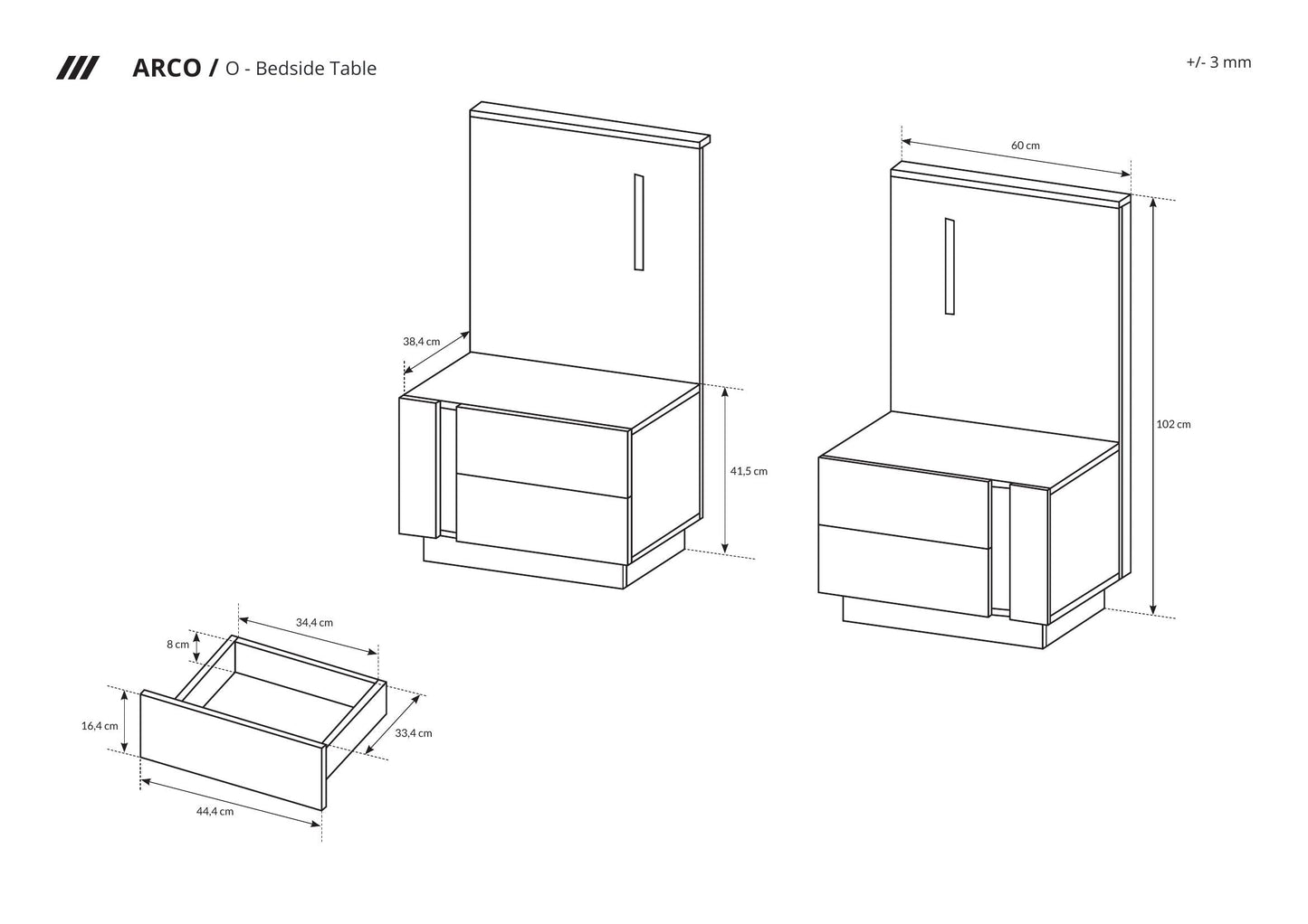 Set of Bedside Tables ARCO White / White Gloss