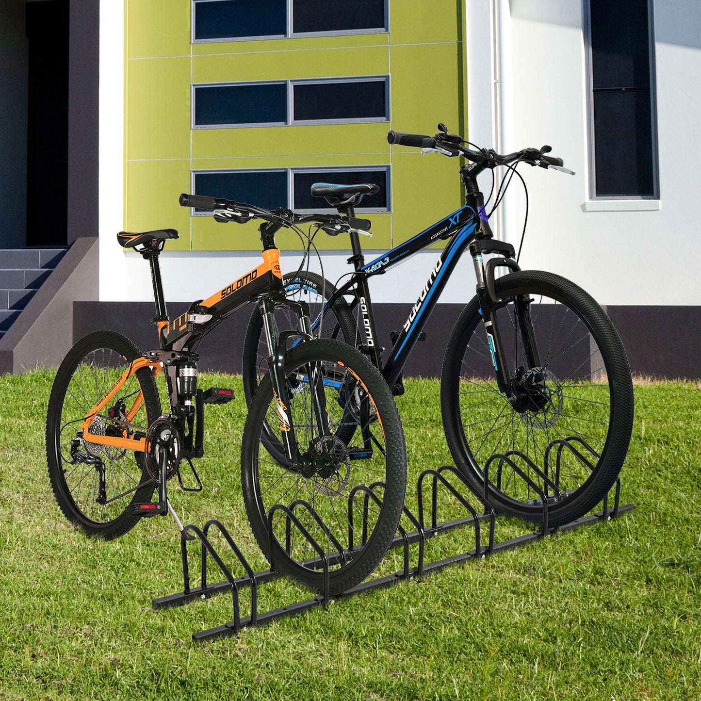 6-Bike Steel Bike Rack for Child BMX Road and Mountain Bikes-Black