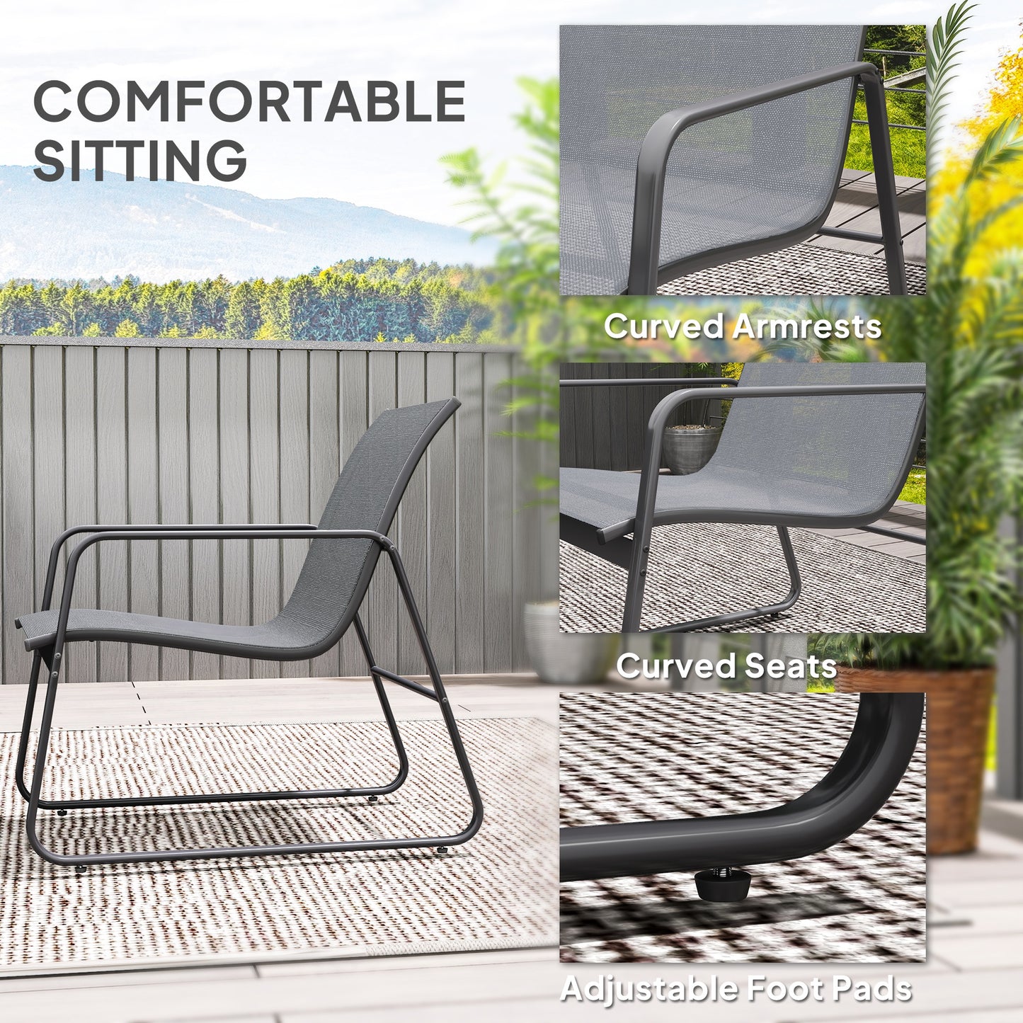 Outsunny Four-Piece Minimalistic Garden Sofa Set - Light Grey