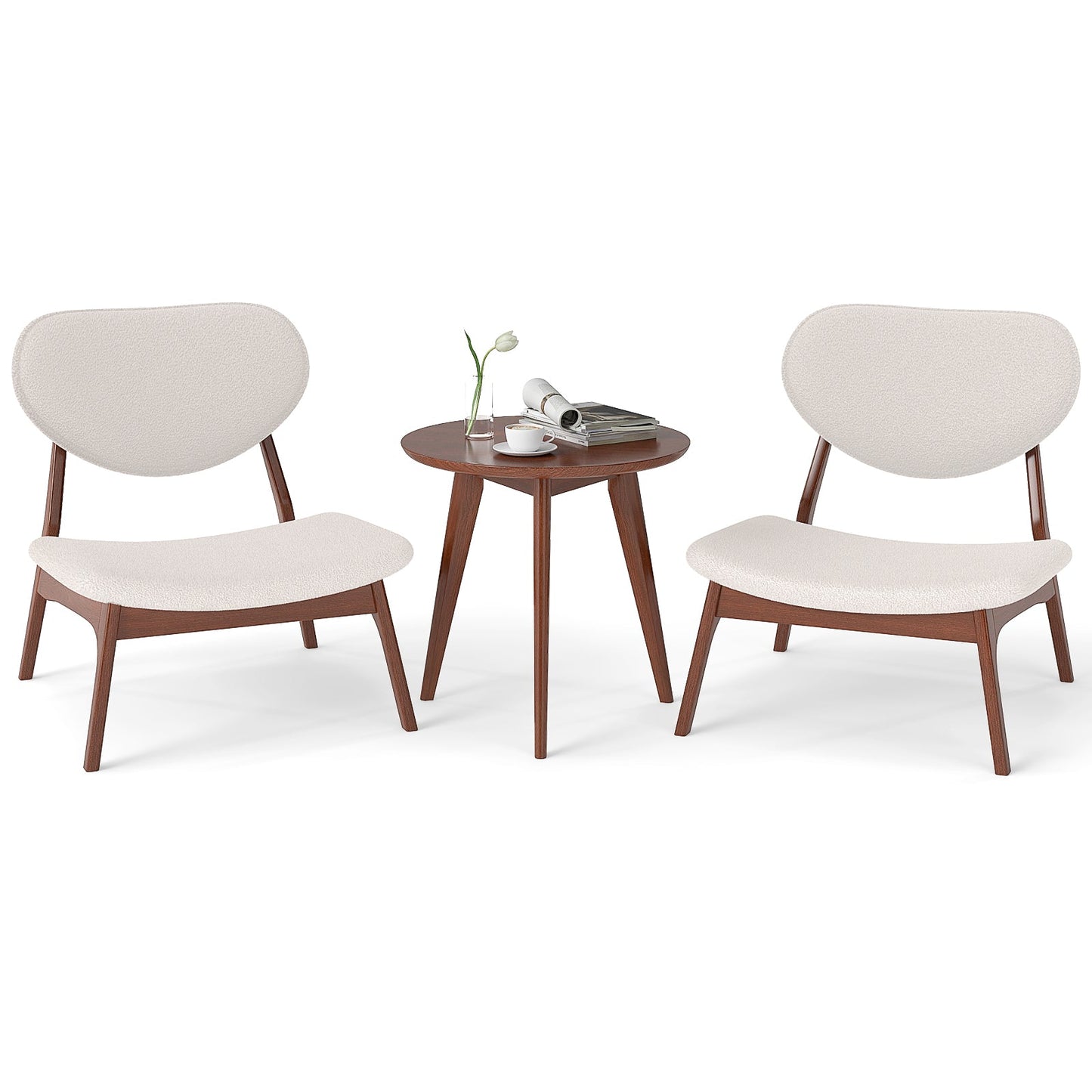 Accent Chairs Set of 2 with Side Table for Bedroom Waiting Room-Beige