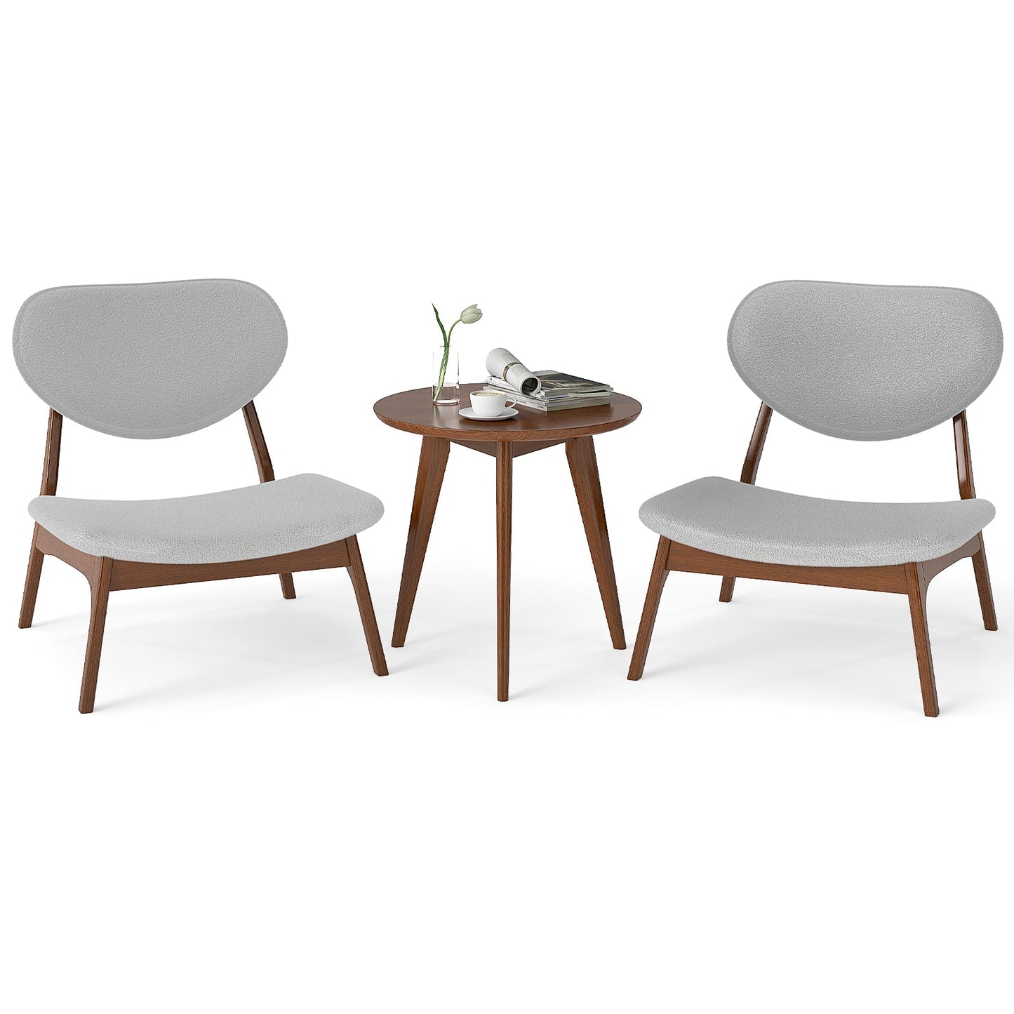Accent Chairs Set of 2 with Side Table for Bedroom Waiting Room-Grey