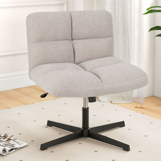 Adjustable Armless Office Chair with Imitation Lamb Fleece-Grey