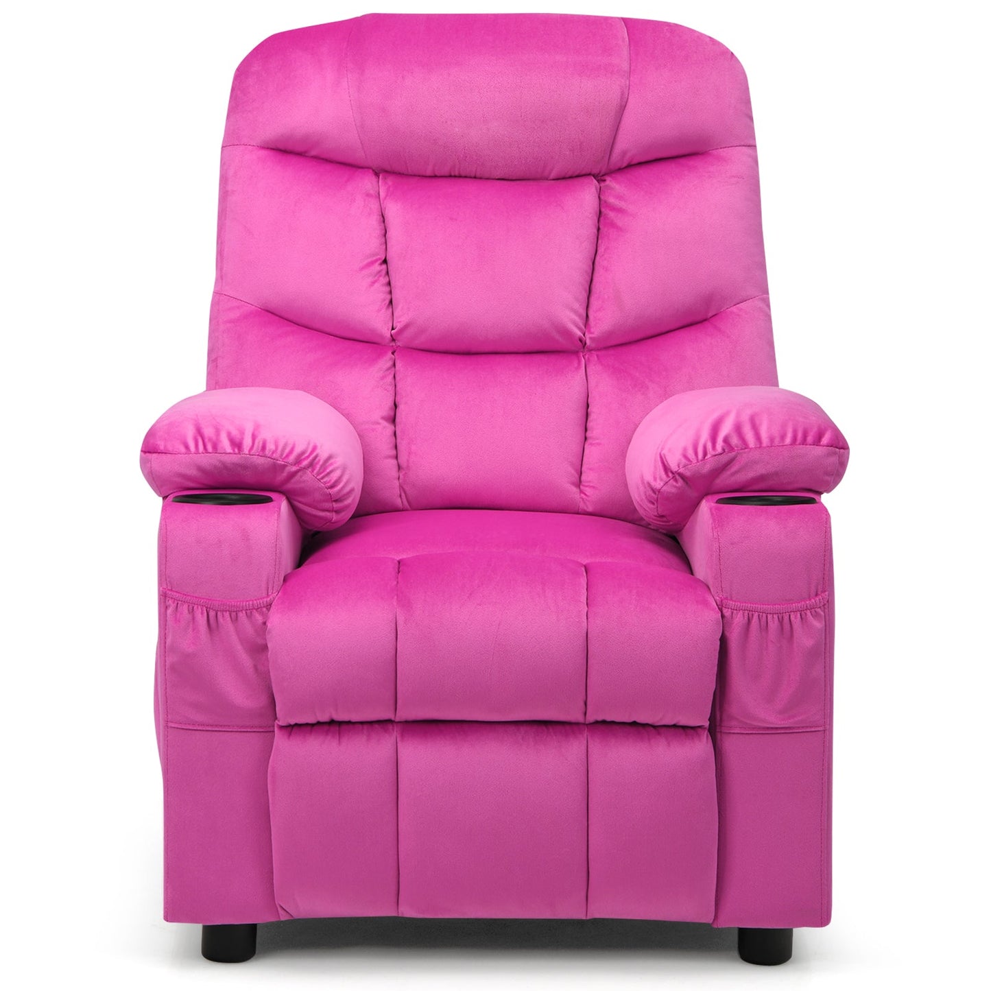Adjustable Larger Kids Lounge Recliner Chair with 2 Cup Holders-Pink