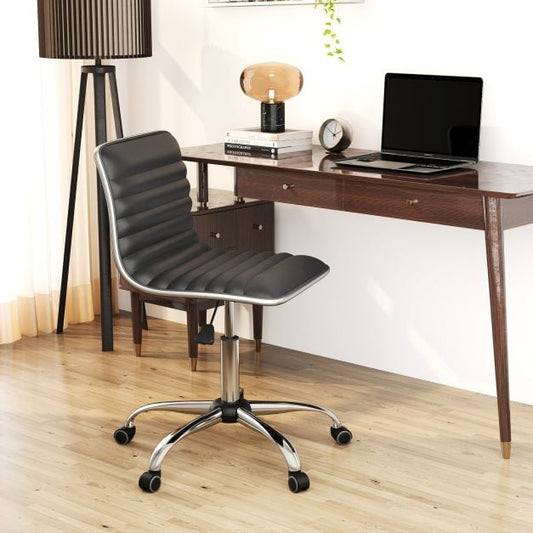 Adjustable Office Chair with Swivel Seat and Universal Wheels-Black