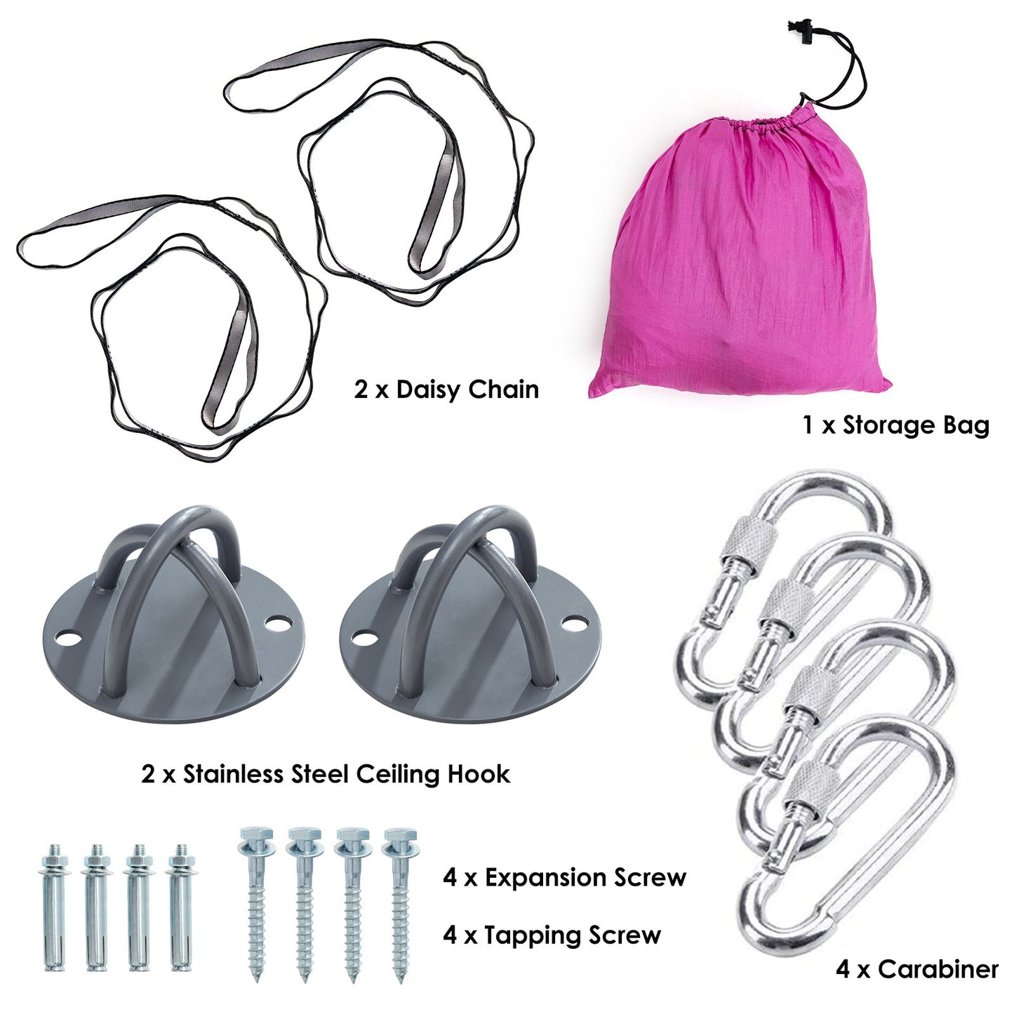 Aerial Yoga Swing with Three Different Lengths of Handle-Pink