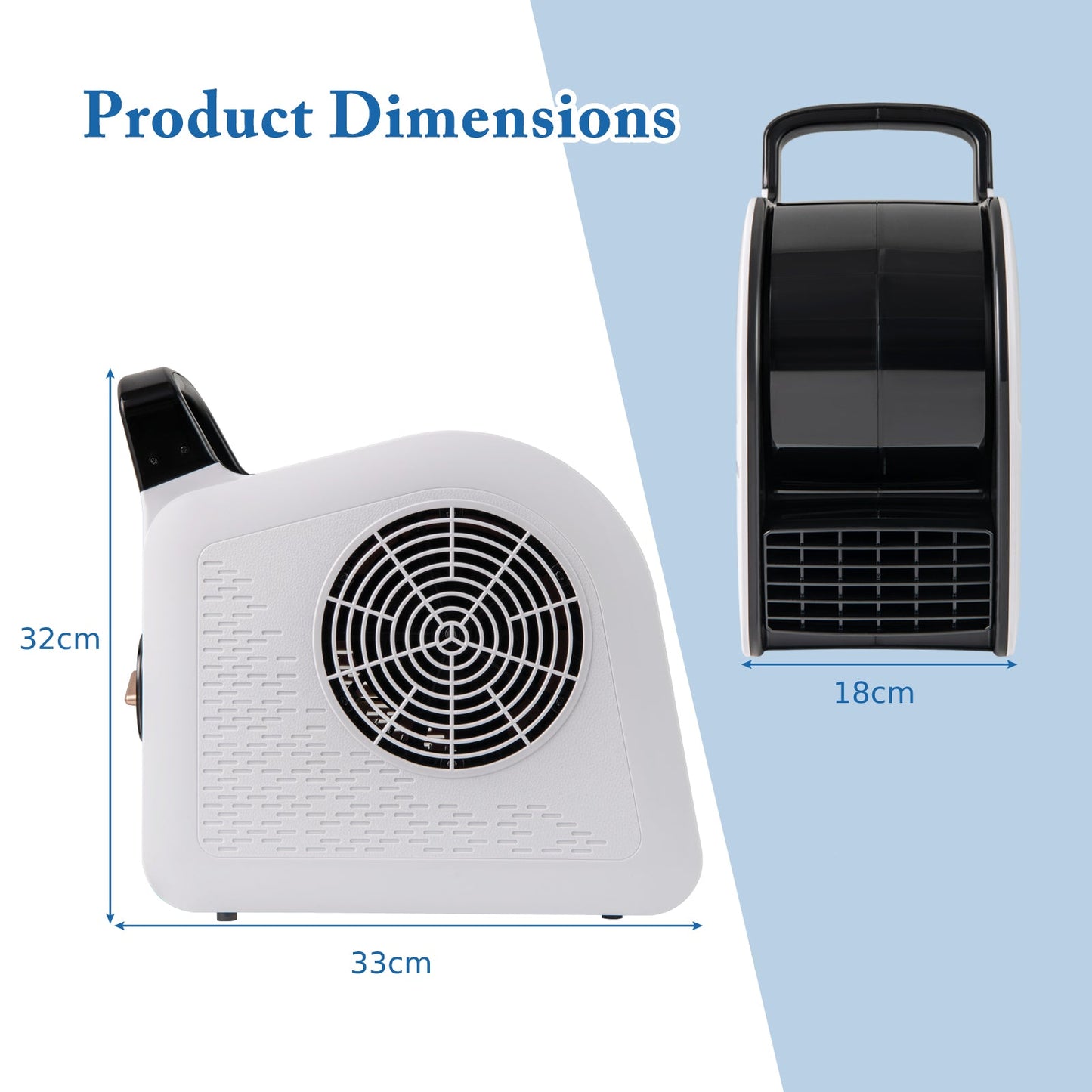 Air Mover Carpet Dryer with 3 Speeds 185° Pivoting Head and 1 AC Outlet