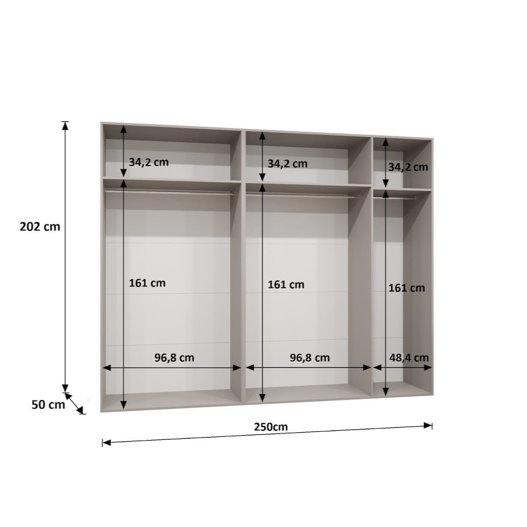 Bari II Hinged Door Wardrobe 250cm