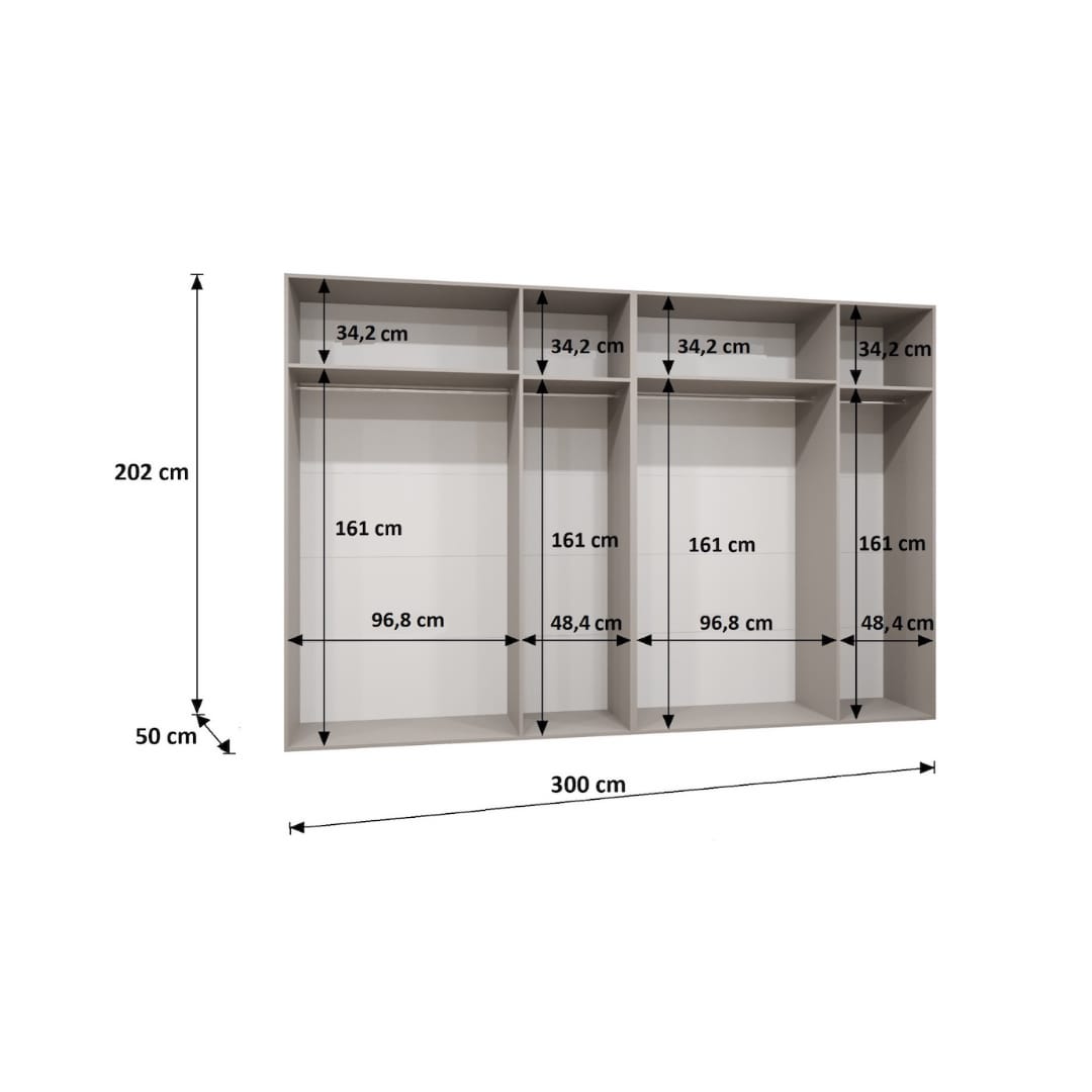 Bari I Hinged Door Wardrobe 300cm