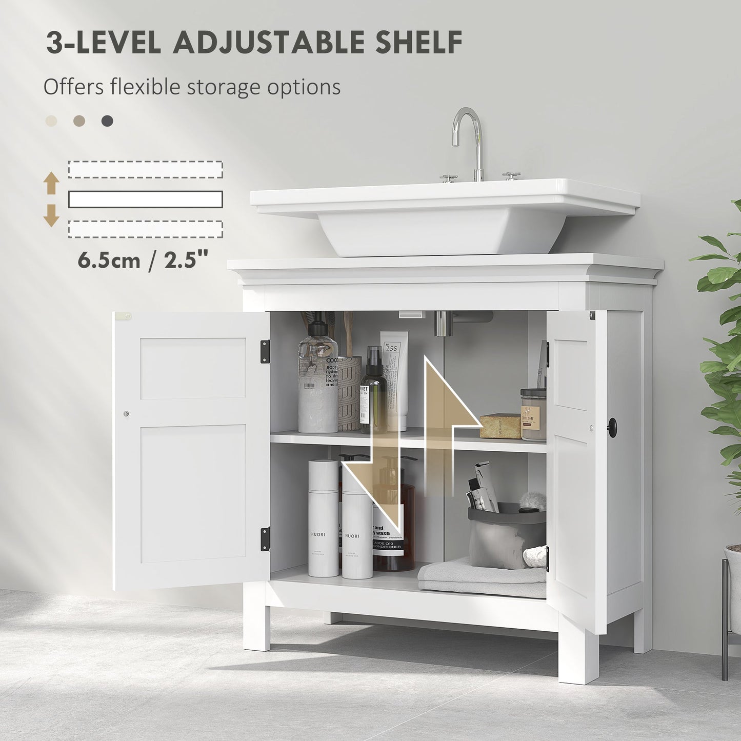 HOMCOM 15 x 20 cm Wycięta szafka łazienkowa w kształcie litery U - biała
