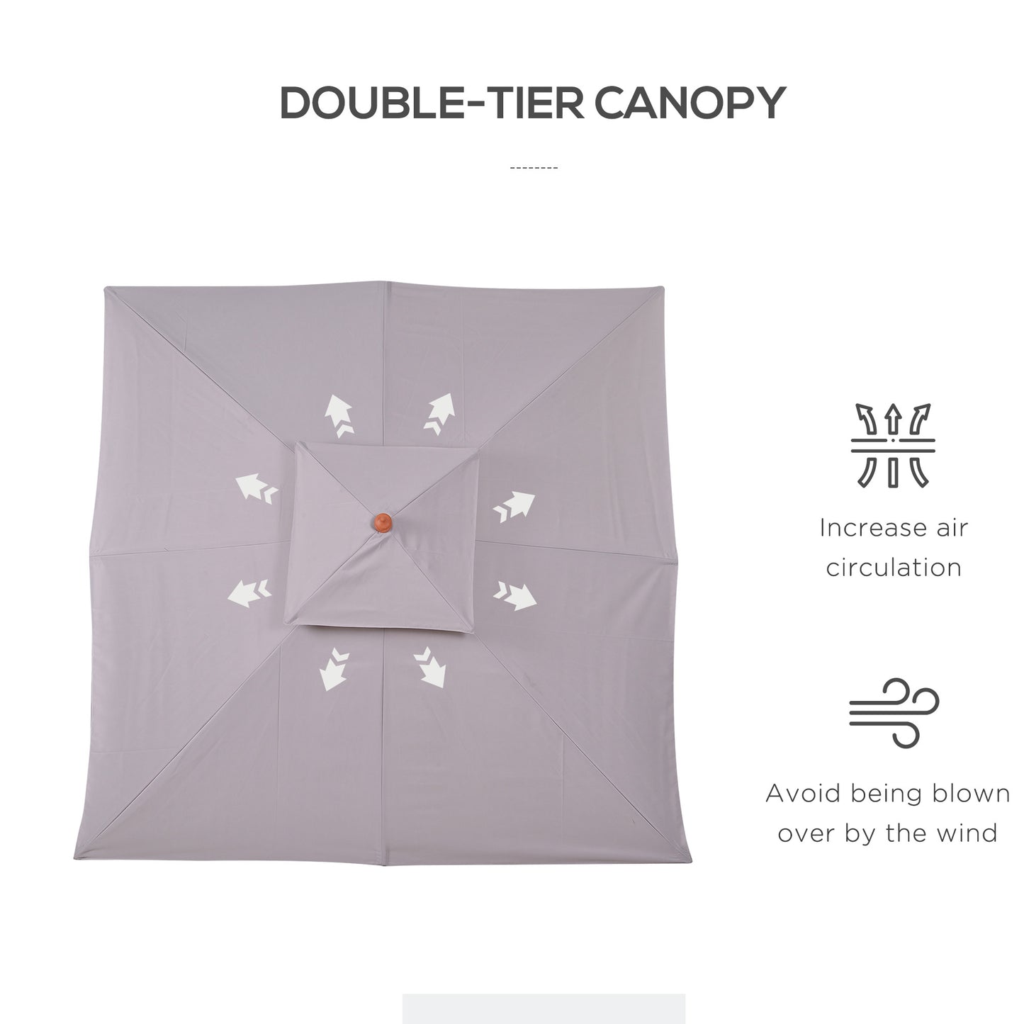 Outsunny 3 x 3 (m) Parasol ogrodowy, duży parasol, baldachim przeciwsłoneczny na zewnątrz z podwójnym poziomem, szary