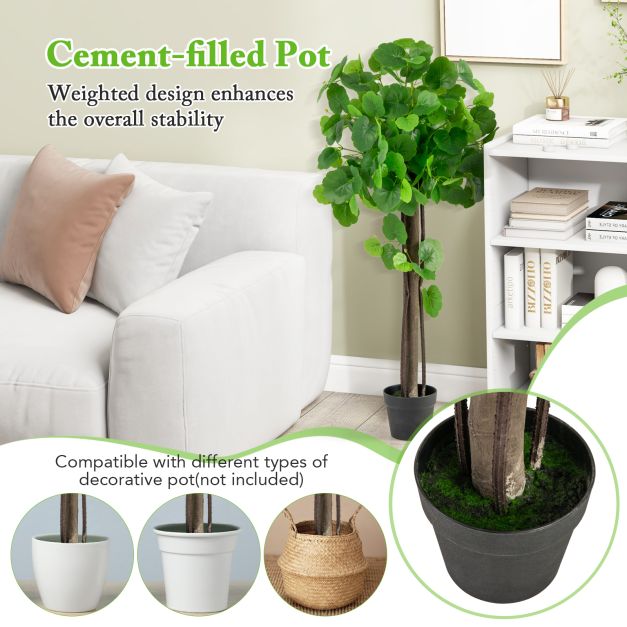Artificial Crabapple Tree Fake Plant in Pot with Real Wood Trunk and Branches
