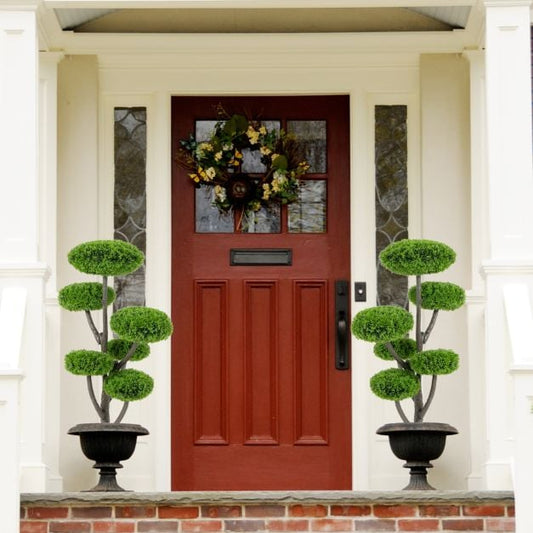 6 Ball Artificial Cypress Topiary Ball Tree with Weighted Pot for Porch