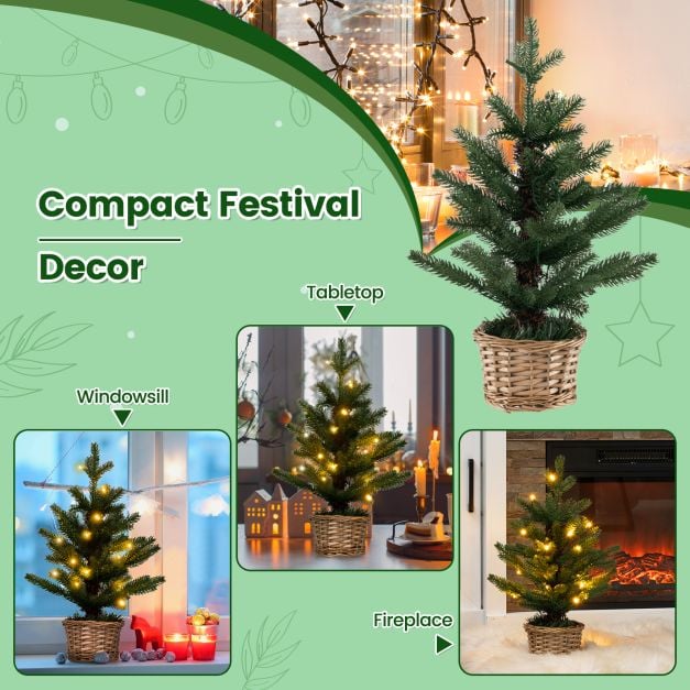 Pre-lit Artificial Mini Christmas Tree with 96 Branch Tips