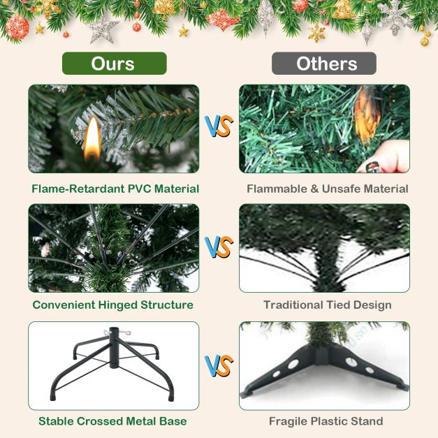 6/7 Feet Artificial Xmas Tree with Fiber Optics and 8 Lighting Modes