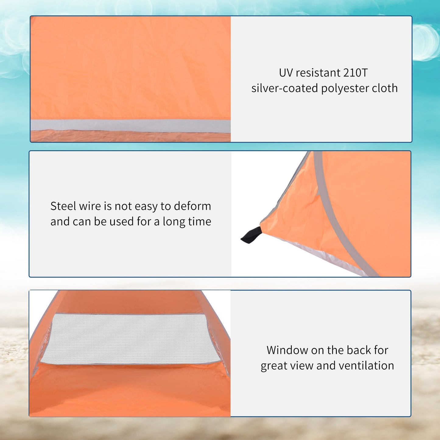 Outsunny 2-osobowy Pop Up UV Shelter Shade-Pomarańczowy