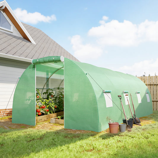 Outsunny Walk-in Polytunnel Greenhouse in Green, image 2