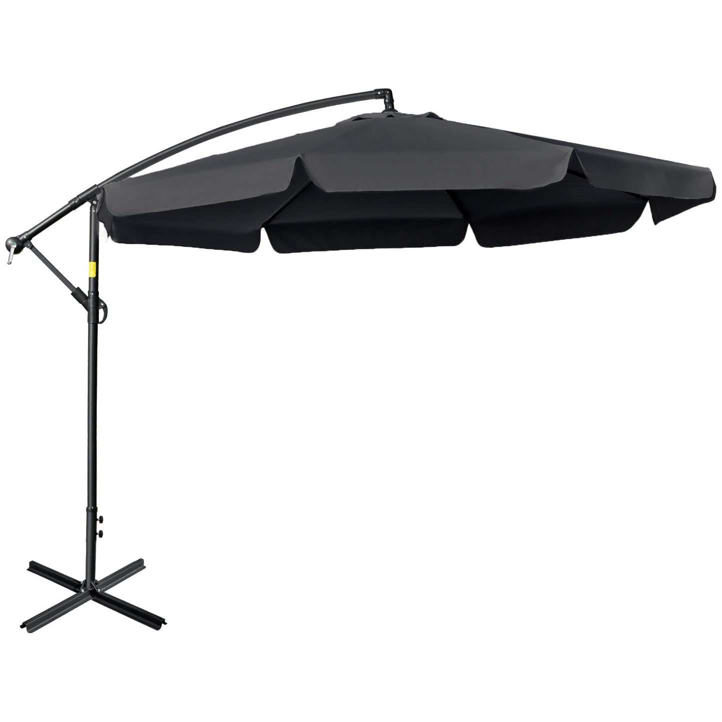 Outsunny 2,7 m parasol ogrodowy Banana Cantilever z korbką i podstawą krzyżową do użytku na zewnątrz, wiszący parasol przeciwsłoneczny, czarny
