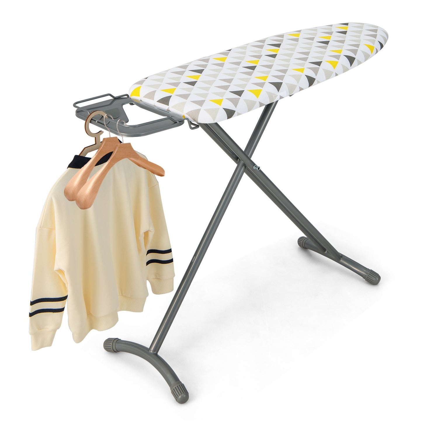 Foldable Ironing Board with Iron Rest Extra Cotton Cover-White