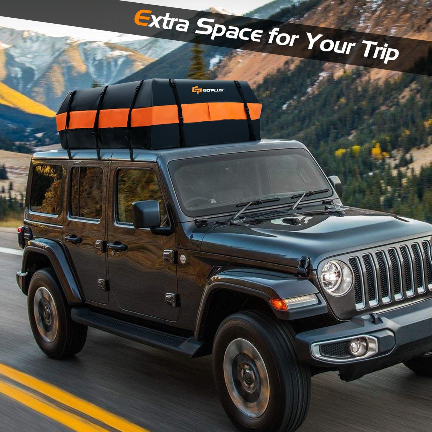 560L Rooftop Cargo Carrier Waterproof Car Roof Bag for All Vehicles-Orange