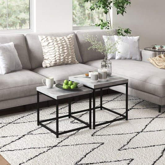 HOMCOM Coffee Table Set of 2 in Grey, image 2