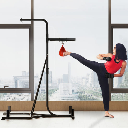 HOMCOM Adjustable Freestanding Speedbag, Punch Bag Hanger, Black