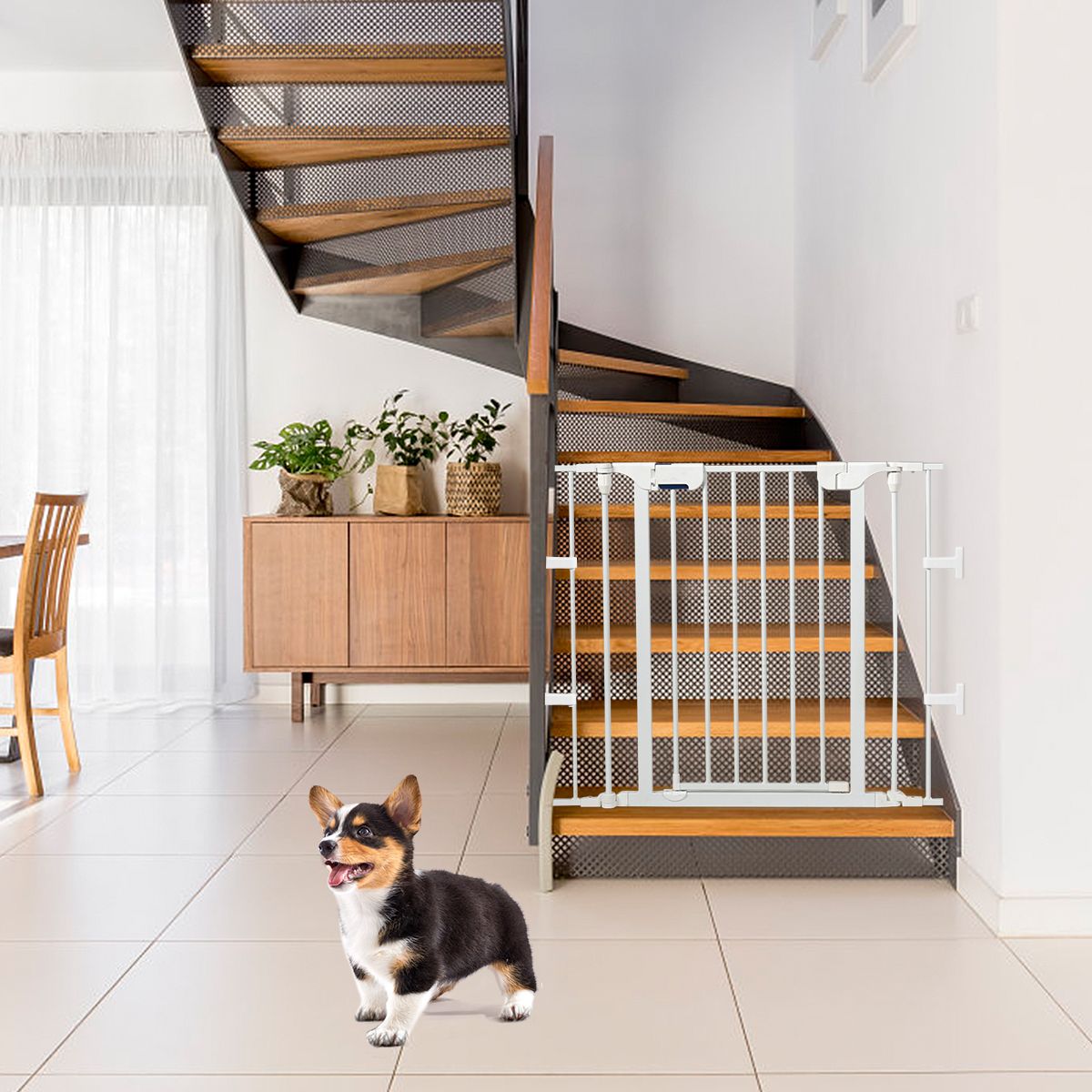 6-Panel Baby Pet Safety Playpen with Walk Through Door-White